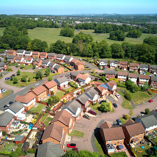 aerial picture of a housing estate
